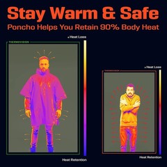 PREPARED4X Emergency Poncho and Mylar Blanket Liner – X-Large, Green 4-pack