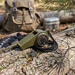 Military Survival Whistles 5Pcs 3-in-1 Tool with Compass & Thermometer