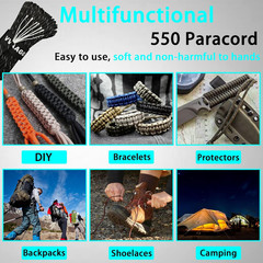 Reflective Paracord Rope 100FT, 7 Strand Nylon Para Cord Lanyard Utility 550 Par