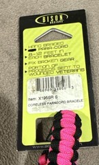 Bison Design S3 Paracord Survival Bracelet *8-12ft Hand Braided *Pink/Black *NEW