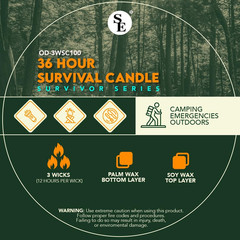 SE 3-Wick Emergency Candle, 36 Hours Long Burning, Top Layer Soy Wax, Great Ligh