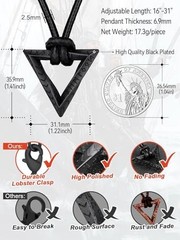 Norse Viking Rune Necklace with Stainless Steel 02. Mobius Triangle-Black