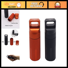 Outdoor Waterproof EDC Survival Capsule – Airtight Aluminum Pill Bottle Case (2P