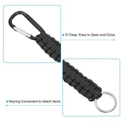 2Pcs Braided Paracord Lanyard Keychain, Paracord Neck Badge Lanyard Black