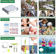 35 in 1 Survival Kit with Essential Tools for Camping, Hiking and Fishing
