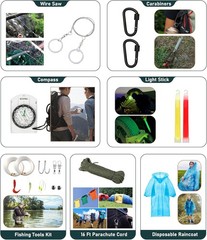 262PCS Survival Kit w/ First Aid, Tent, Axe, Shovel & Bug Out Bag