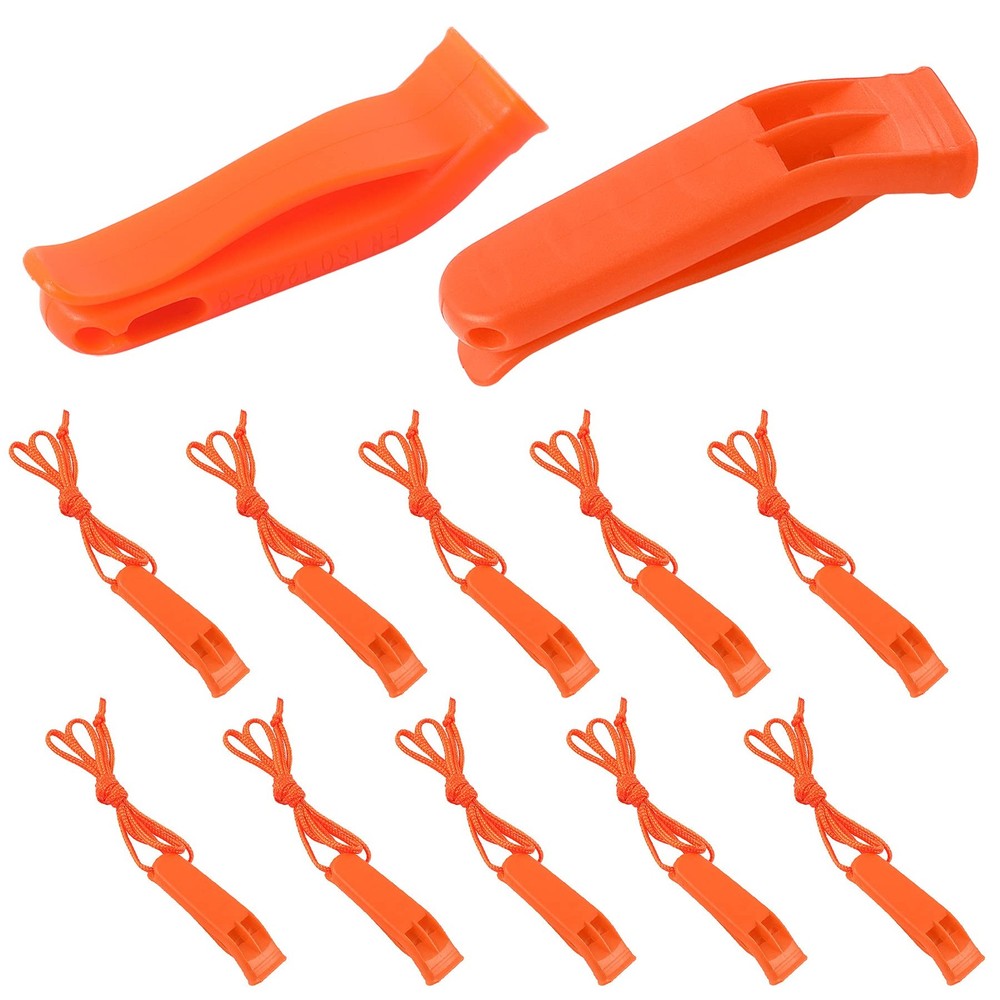 AUGSUN 10 Pcs Safety Whistle Marine Plastic Whistles with Orange