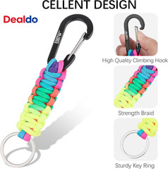 Paracord Keychain for Men Women Paracord Carabiner Backpack Keychain with Alumin