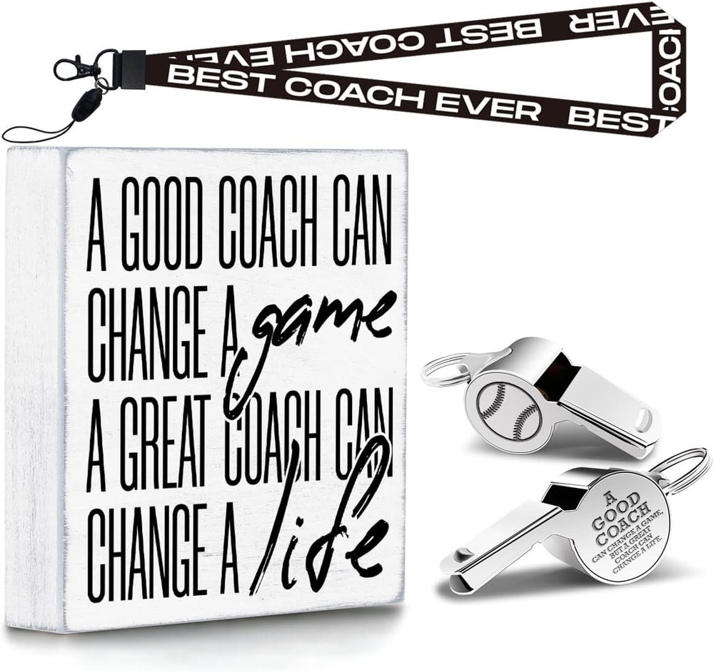 Thank You Coach Gifts, Whistle for Coaches, Whistle Emergency,Wood Box Sign