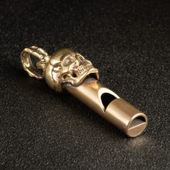 Brass Skull Emergency Whistle Outdoor Survival Safety KeyChain EDC