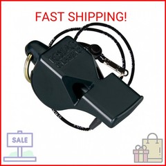 Fox 40 Classic Official Whistle with Break Away Lanyard (Black)