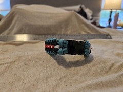 Sanctified Covenant Knot 550 Paracord Bracelt, Red, White, Navy, Lt Blue.