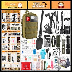 Ultimate Survival Kit 252 PCS – Emergency Gear & Mini First Aid for Car, Home, O