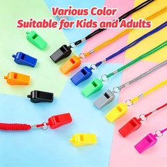 100Pcs Colorful Plastic Whistles with Lanyards Bulk, 120dB Loud Sports Whistl…