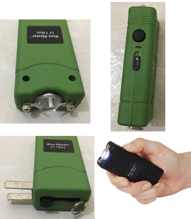 911 POLICE 60 MV Rechargeable LED Stun Gun Holster GREEN Walker Jogger Safety