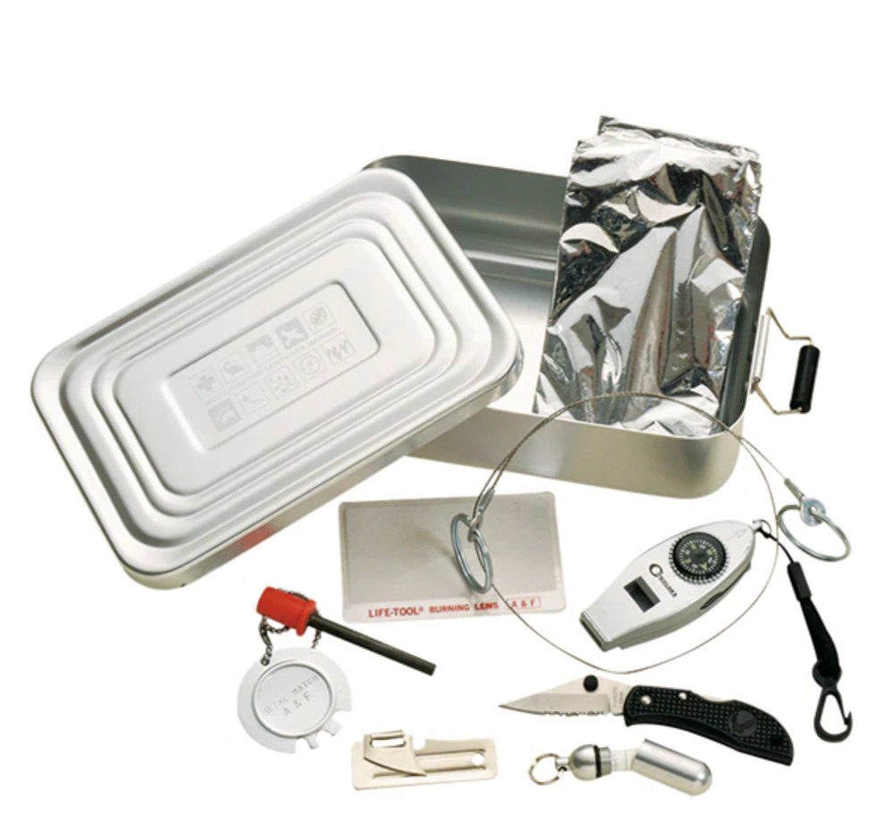 A&F Japan Survival Kit 9 Tools Emergency Bushcraft Hard Anodized Waterproof Box