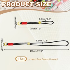 1Set Heavy Duty Paracord Keychain Lanyard for Keys , Black/Yellow/Red