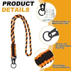 Heavy Duty Braided Paracord Lanyard, Orange and Black