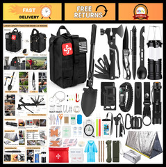 250Pcs Survival Gear Kit with Molle Bag, First Aid & Emergency Tent for Hiking,