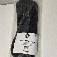 550lb Paracord – Black – 100 FT – Made in USA, 7 Strand Core, Camping, Survival