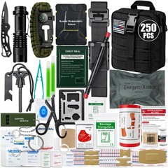 250 PCS Survival First Aid Kit – Outdoor Emergency Trauma Gear, Tourniquet, MOLL