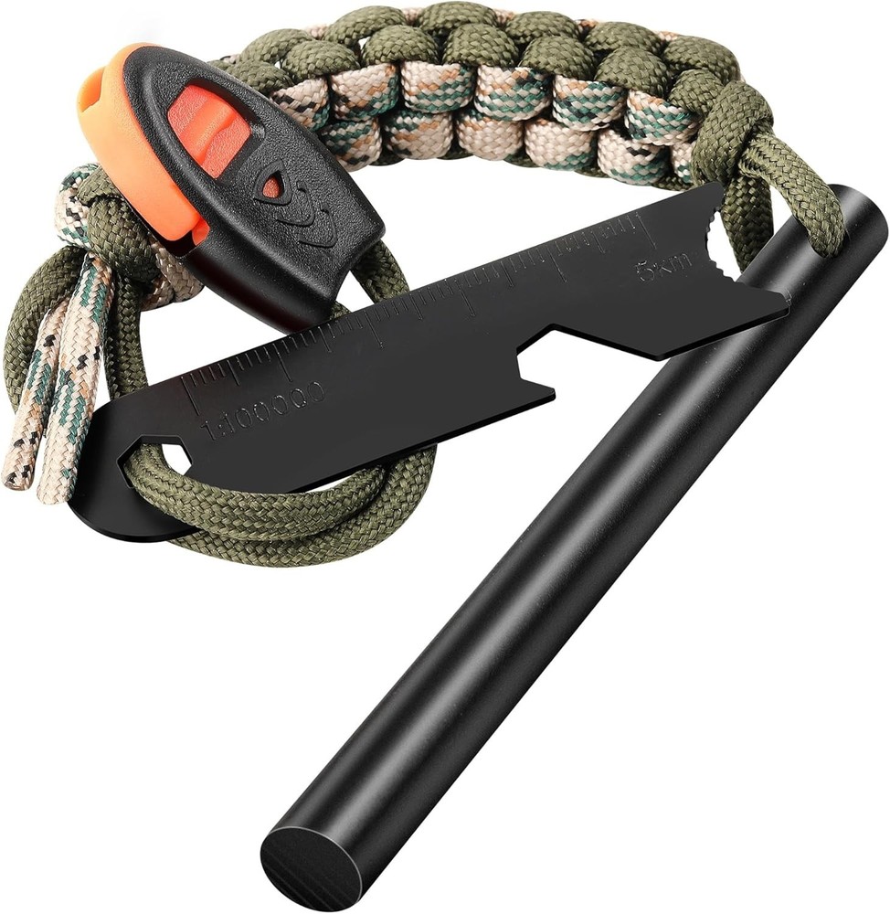 Encendedor Supervivencia 4 Pulg Ferrocerio Pedernal Camping Senderismo Paracord