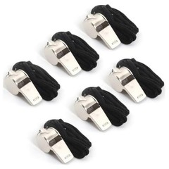 6Pack Stainless Steel Whistle with Lanyard, Loud Crisp Sound Whistle Ideal for