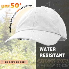 Hands Free Rechargeable LED Baseball Cap with Light Built-in One Size, White