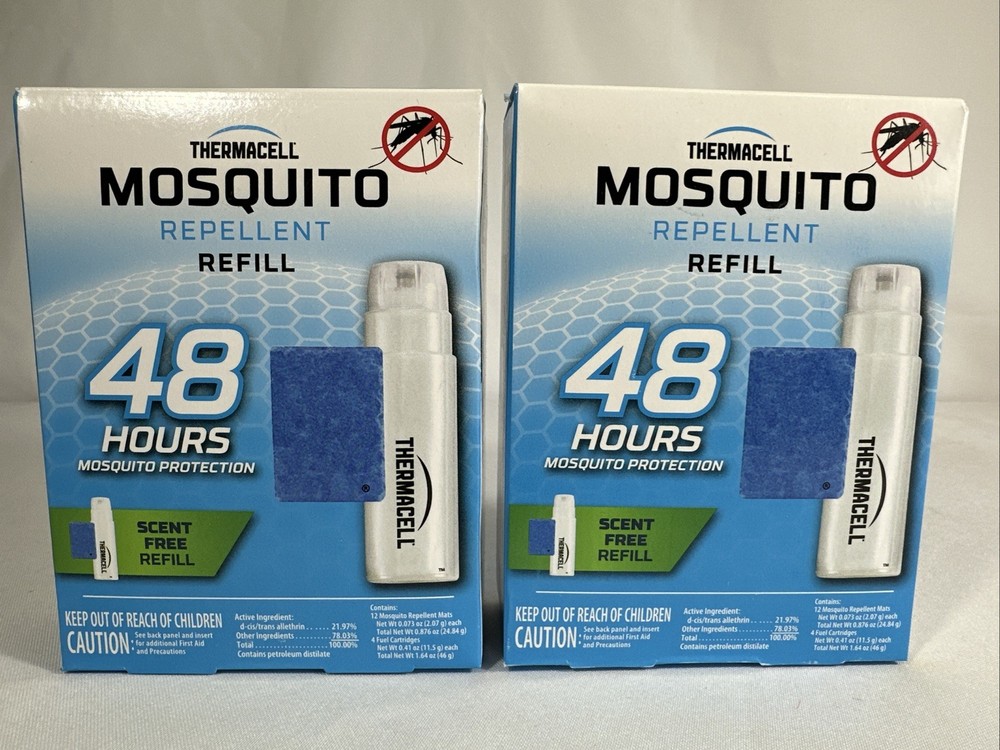 QTY 2 – 4 Pack Thermacell Outdoor Mosquito Repellent Refills 48-Hour TWO BOXES