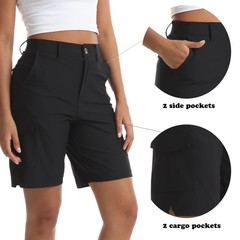 Yoglegins Women’s Lightweight Hiking Cargo Shorts for Running Large, Black