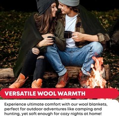 Military Wool Blanket – 80% Wool, Washable, Perfect for Outdoors, Camping, Picni
