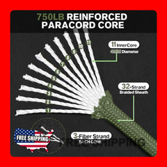 Paracord Rope 4mm 750lb Nylon Utility Cord for Camping and DIY