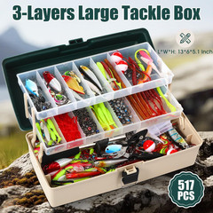 RoundFunny 517 Pcs Large 3 13.39 x 6.69 x 5.31 inches, Dark Green Milky White
