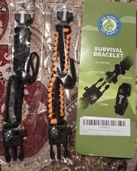 133 SUPPLY 2 PK Survival Paracord Bracelet Compass Hiking Whistle Fire Starter