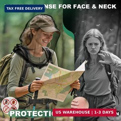 2 Pack Mosquito Head Nets Bug Face Mesh for Hiking Camping Fishing Hat