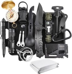 17-in-1 Emergency Survival Kit, Gear for Men Camping Fishing