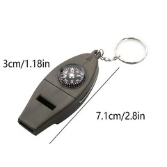 Mini 4 in1 Emergency Survival Gear Camping Hiking Whistle Compass Thermometer