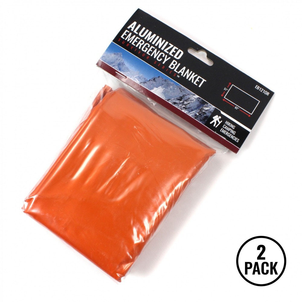 2 Pack ASR Outdoor Survival Blanket Mylar Extreme Emergency Accessory Orange