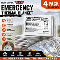 EVERLIT Emergency Thermal Blanket 4 Pack Mylar Survival Camping 58×82 New
