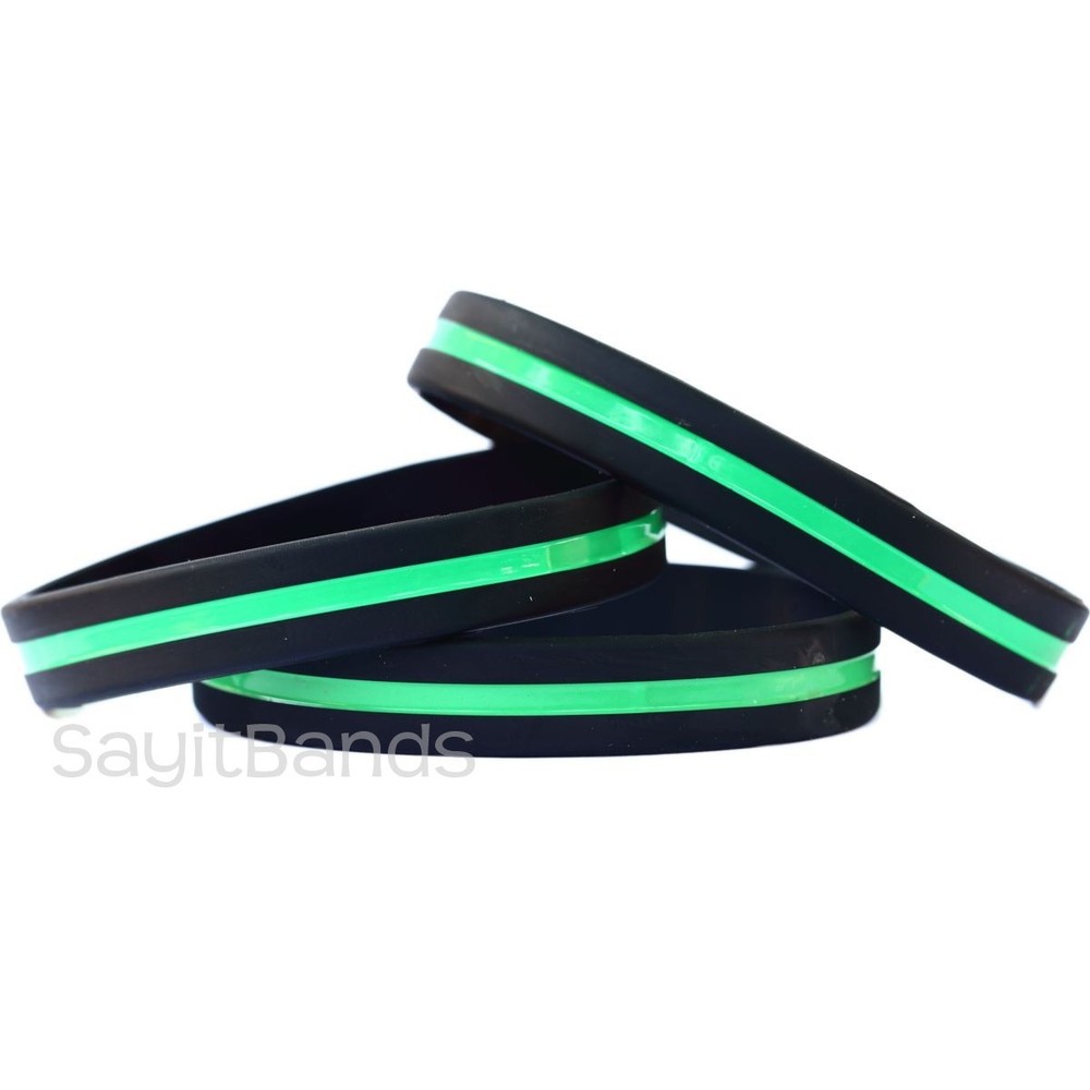 Set of Thin GREEN Line Bracelets – Park Rangers / Forestry / Armed Forces Lot