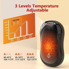 2 Pack Hand Warmers Rechargeable Electric Portable 2 in 1 Black