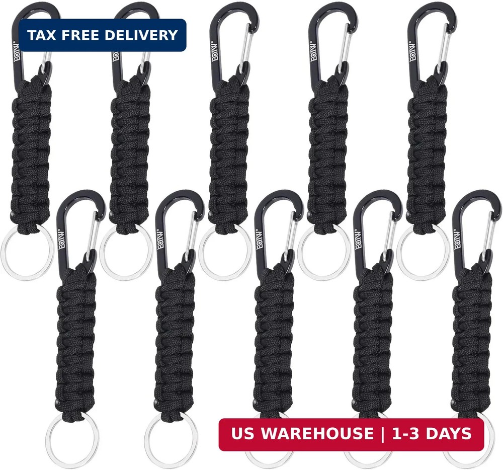 Paracord Keychain Carabiner Key Chain Lanyard Braided with Aluminum Clip D