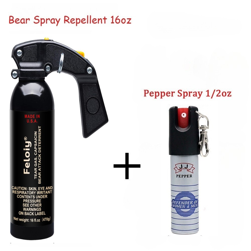 Feloiy 16 oz Bear Repellent Spray 35ft Range With 1 Pack Free Peper Spray 1/2oz