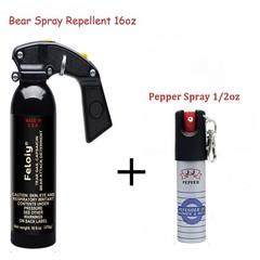 Feloiy 16 oz Bear Repellent Spray 35ft Range With 1 Pack Free Peper Spray 1/2oz