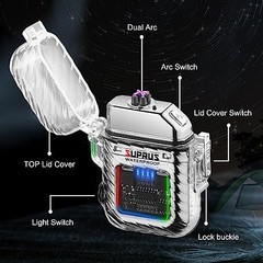 Luminous 3 Modes of Flashlight Windproof Waterproof Lighter Electric Silver