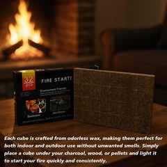 128 Pack,Natural Fire Starter Cubes for BBQ,Campfire,Fireplace,Indoor Outdoor…