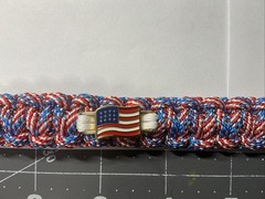 Paracord Bracelet USA Flag Red White Blue 7in. Patriotic.