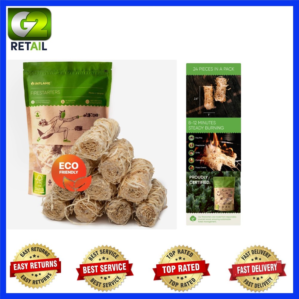 24 Waterproof Natural Wood Fire Starters – Perfect for Campfires & Grills