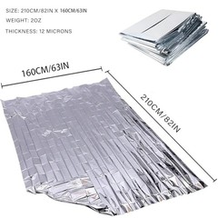Emergency Foil Thermal Blanket (Pack of 25), 210 x 160 cm Survival Blanket for