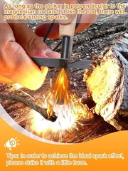Fire Stater Survival Tool Magnesium Rod Steel Striker Wick Hemp Rope Bag Tactic
